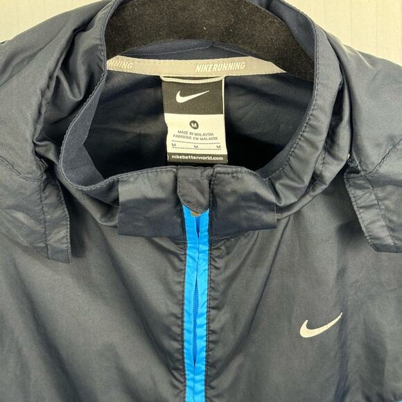 Nike Running Blue Black Jacket Women’s Medium Removable  Hood Sporty Athletic - Picture 3 of 11